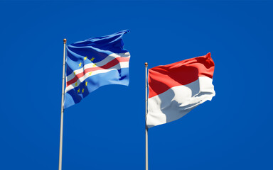 Beautiful national state flags of Indonesia and Cape Verde.