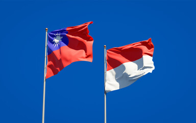 Beautiful national state flags of Indonesia and Taiwan.