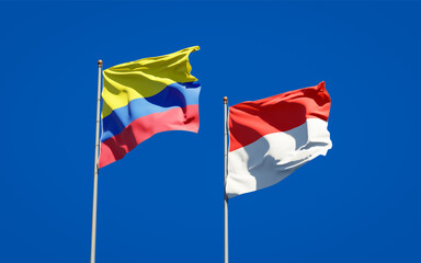 Beautiful national state flags of Indonesia and Colombia.