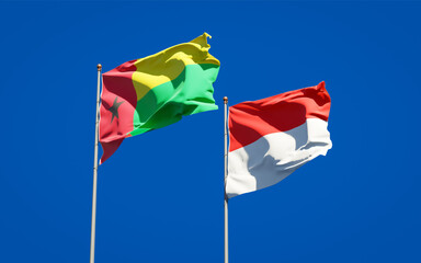 Beautiful national state flags of Indonesia and Guinea-Bissau.