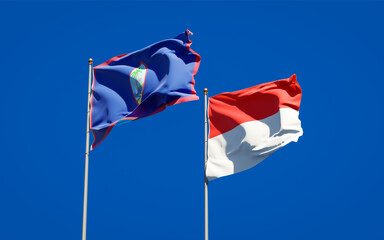 Beautiful national state flags of Indonesia and Guam.