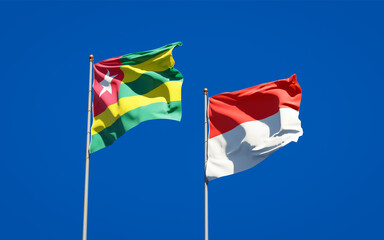 Beautiful national state flags of Togo and Indonesia.