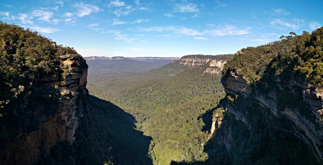 Beautiful panoramic view of blue mountain, Fletchers Lookout, Blue Mountain National Park, New South Wales, Australia
