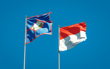 Beautiful national state flags of Sint Eustatius and Indonesia.