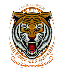 Tiger anger illustration. vector tiger logo design template.