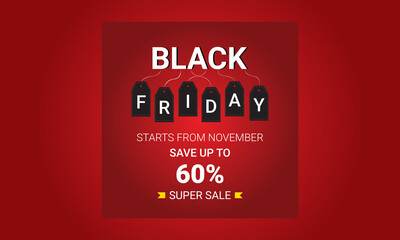 Black Friday Super Sale Realistic Background Vector Illustration
