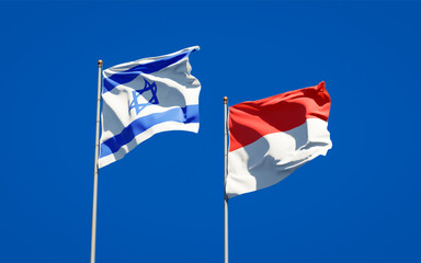 Beautiful national state flags of Israel and Indonesia.