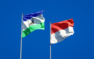 Beautiful national state flags of Lesotho and Indonesia.