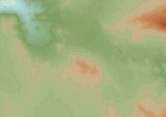 Artificial colorful contour topo map with labels