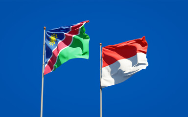 Beautiful national state flags of Namibia and Indonesia.