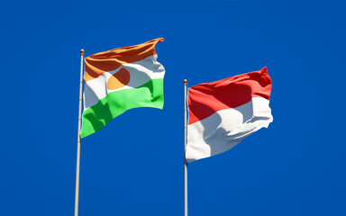 Beautiful national state flags of Niger and Indonesia.