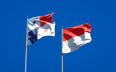 Beautiful national state flags of Panama and Indonesia.