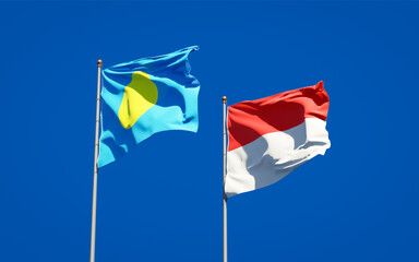Beautiful national state flags of Palau and Indonesia.
