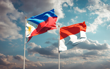 Beautiful national state flags of Philippines and Indonesia.