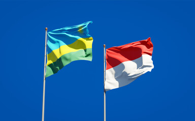 Beautiful national state flags of Rwanda and Indonesia.