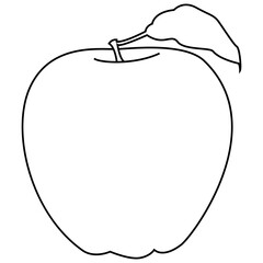 line vector graphic of a red apple isolated on white background