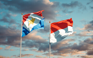 Beautiful national state flags of Saba and Indonesia.