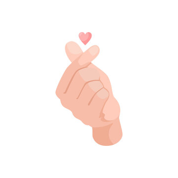 Korean Finger Heart I Love You Hangul. Vector illustration. Korean symbol hand heart, a message of love hand gesture