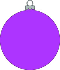Purple or magenta simple Christmas decoration vector, round festive ornament for hanging in xmas tree clip art vectorial eps with outline