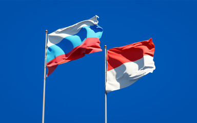 Beautiful national state flags of New Russia and Indonesia.