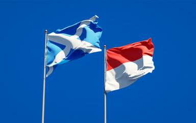Beautiful national state flags of Scotland and Indonesia.
