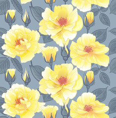 Obraz premium floral pattern with yellow roses for surface design, as well as packaging and textile