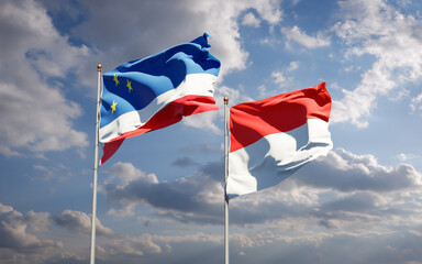 Beautiful national state flags of Gagauzia and Indonesia.