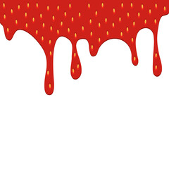 Dripping dripping strawberries on a white background.