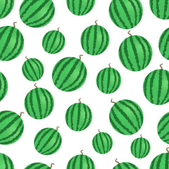 Watermelon seamless pattern. Vector illustration. Fresh watermelon on a white background.