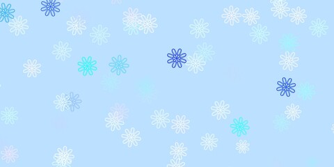 Naklejka na ściany i meble Light Pink, Blue vector doodle background with flowers.