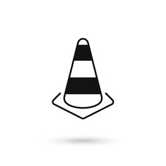 Traffic Cone Outline Flat Icon on White.