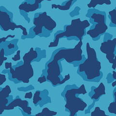 Blue Camouflage seamless pattern.