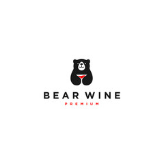 Bear Wine Logo Vector Icon Illustration