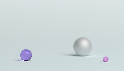 Abstract 3d render of composition with spheres, modern background design