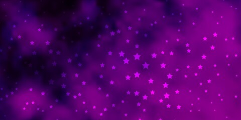 Dark Pink vector background with small and big stars.