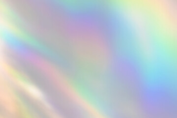 Blurred rainbow light refraction texture overlay effect for photo and mockups. Organic drop diagonal holographic flare on a white wall. Shadows for natural light effects