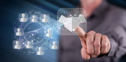 Man touching a business partner concept