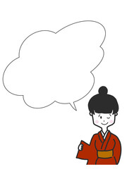 吹き出し　正月　モノクロ