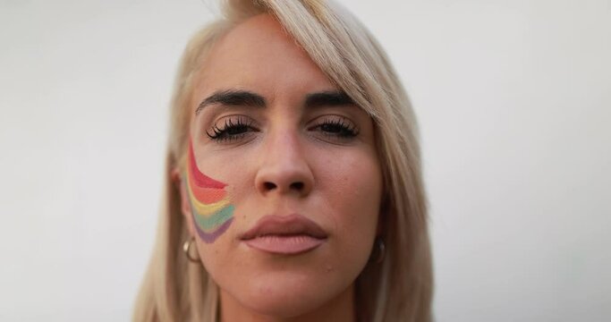 Young woman during gay pride protest - Lgbt concept