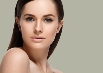 Beautiful healthy skin woman natural make up 
