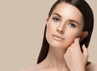 Beautiful healthy skin woman natural make up 