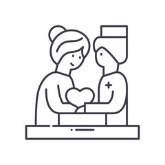 Assistance icon, linear isolated illustration, thin line vector, web design sign, outline concept symbol with editable stroke on white background.