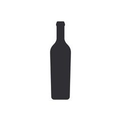 Silhouette wine bottle. Vine bottle. Silhouette сhampagne bottle. Vector icon. Stencil of wine bottle. Bottle silhouette. Jar icon. Glass container. Logo template. Flask template.