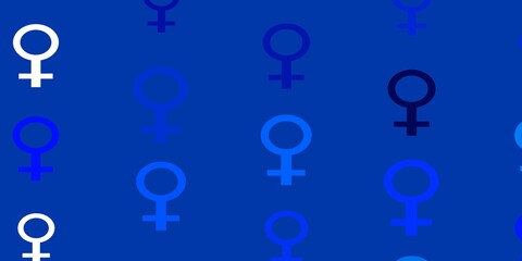 Light BLUE vector texture with women's rights symbols.