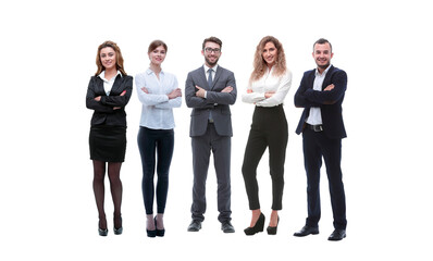 Obraz premium group of young successful entrepreneurs standing in a row