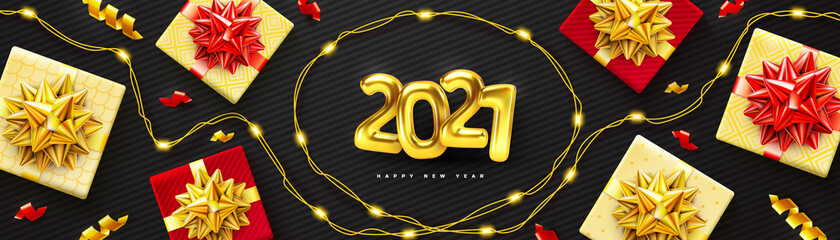 2021 background for Christmas and Happy New Year poster