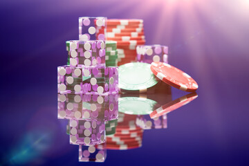 Casino Craps dice close up