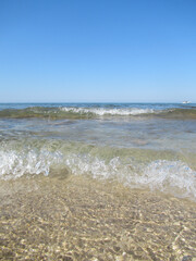 beach sea water sand waves boat