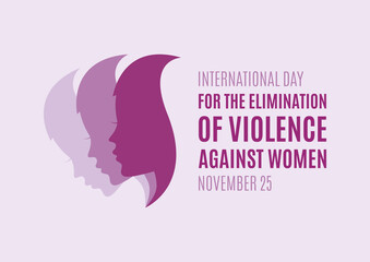 International Day for the Elimination of Violence against Women vector. Woman face profile purple silhouette vector. Pretty girl profile face silhouette vector. Stop violence against women vector