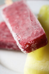 Fruit ice popsicles view